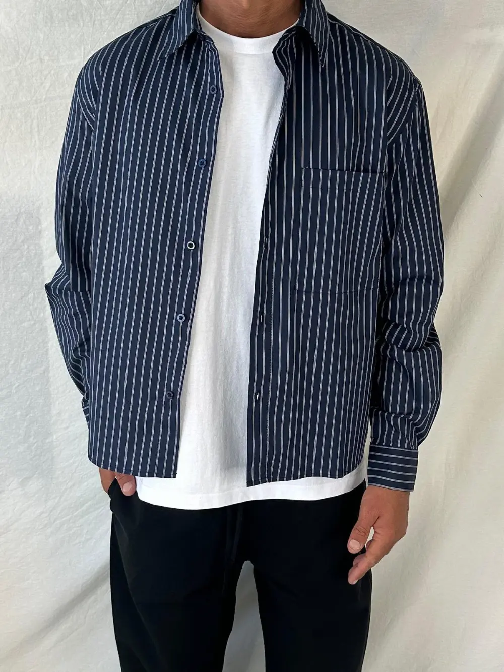 Casual Versatile And Comfortable Navy Shirt