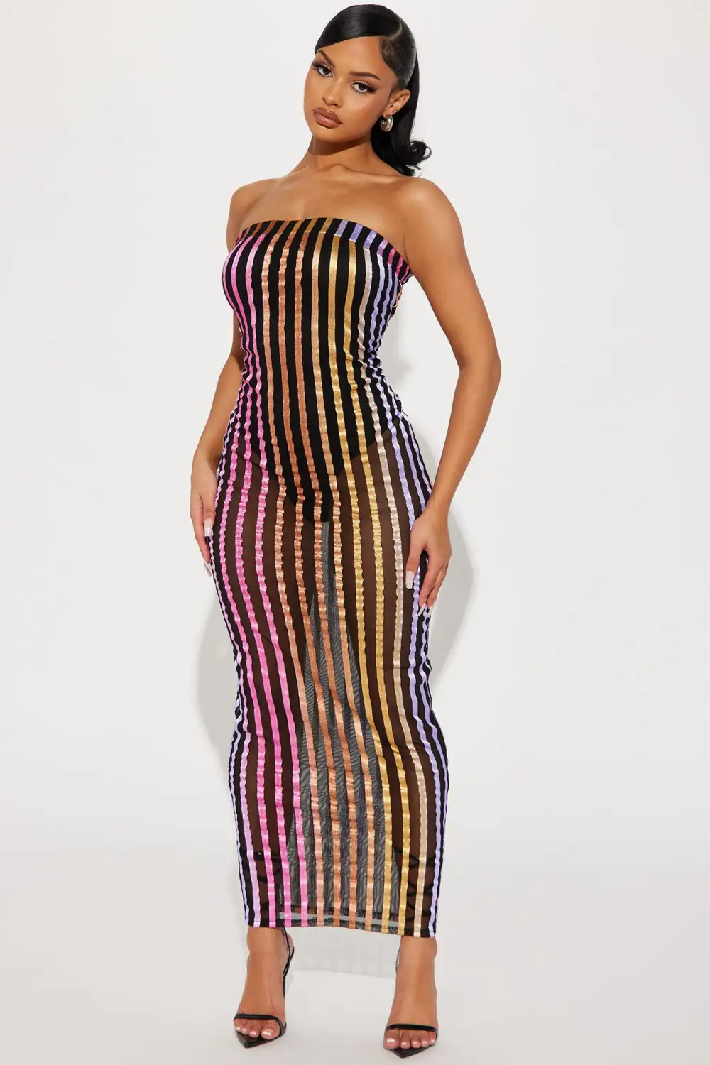 Julia Striped Maxi Dress - Black/combo