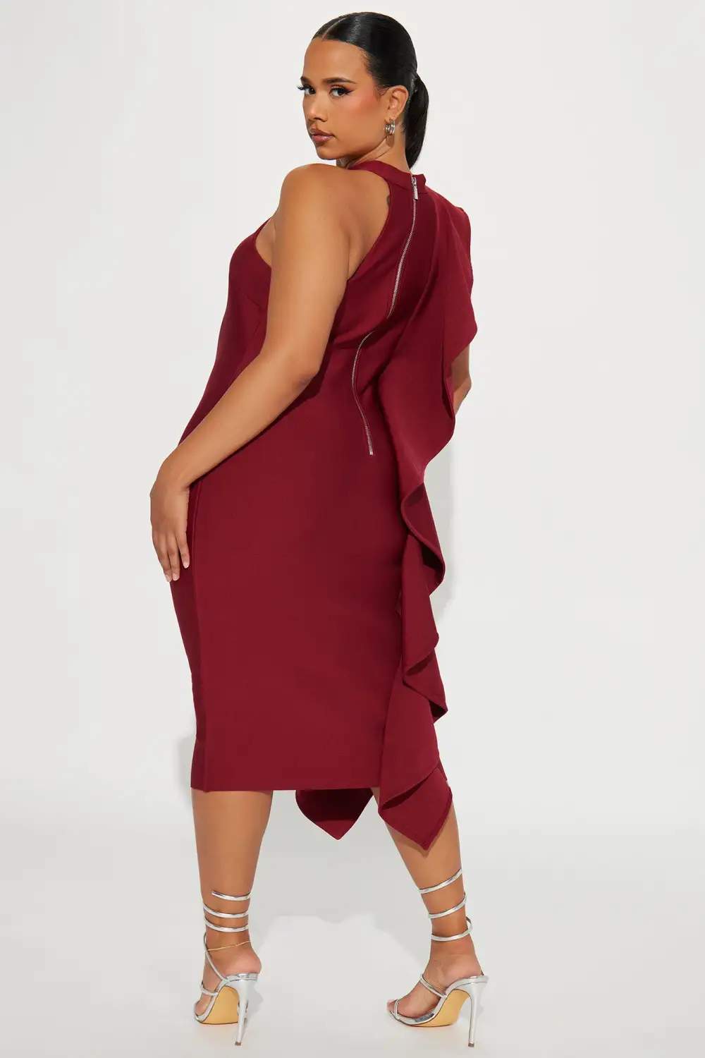 Raylin Bandage Midi Dress - Burgundy