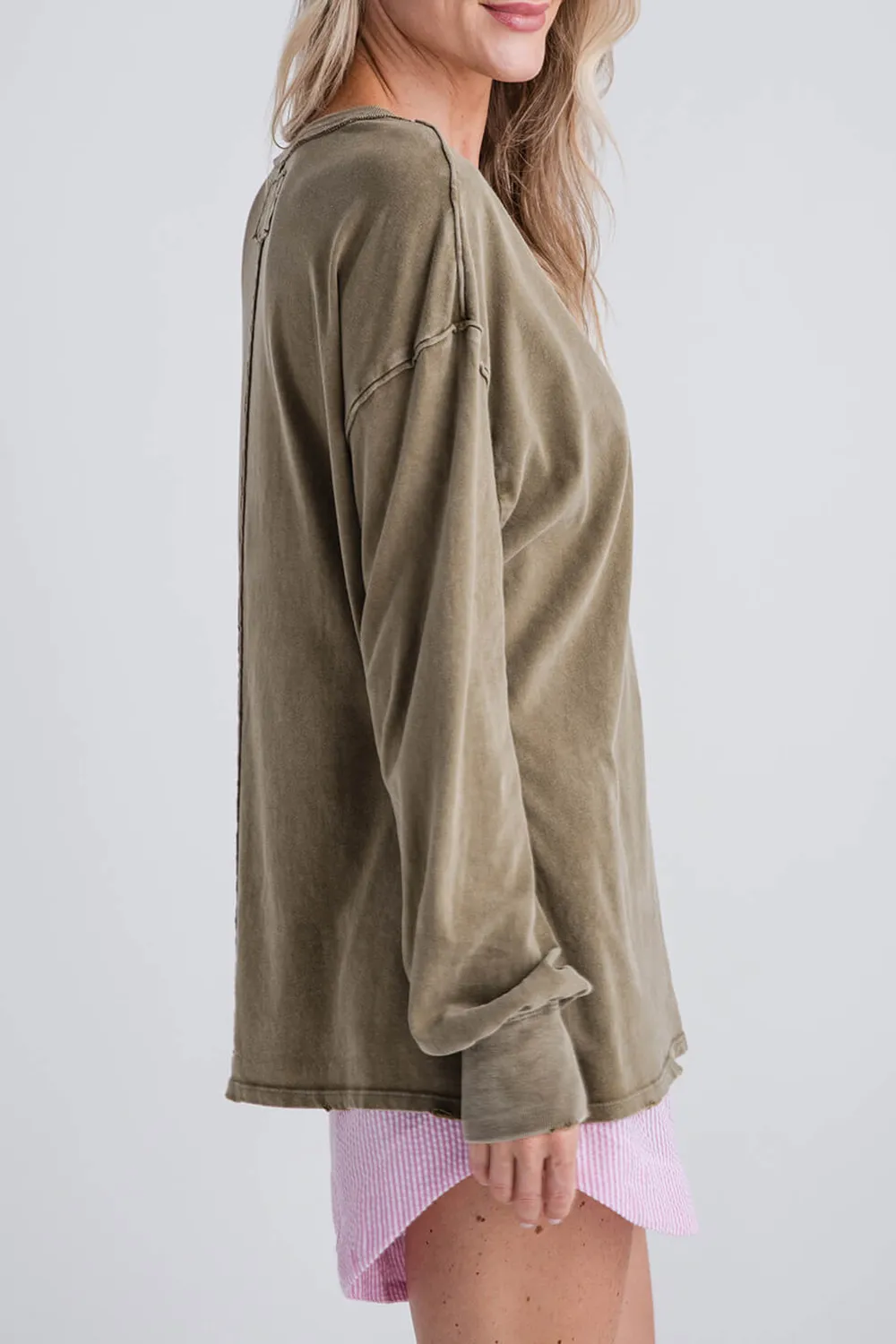 Free People Fade Into You Tee - military olive