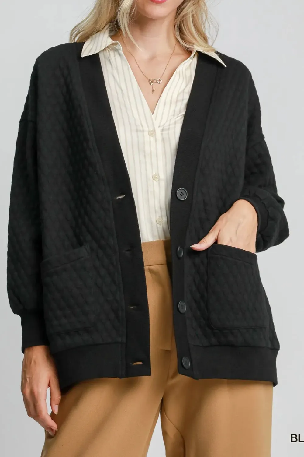 Button-Up Jacquard Cardigan