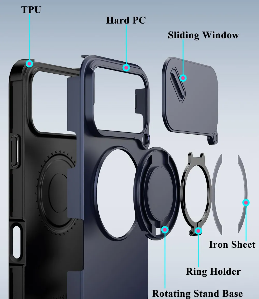 For iPhone 18 Pro Max LINK Phone Case Apple 15 Pro Sliding Window Stand Shockproof Protective Cover