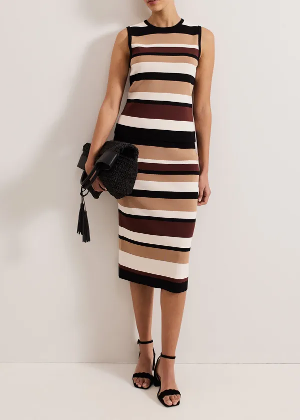 Striped Print Fitted Half Skirt