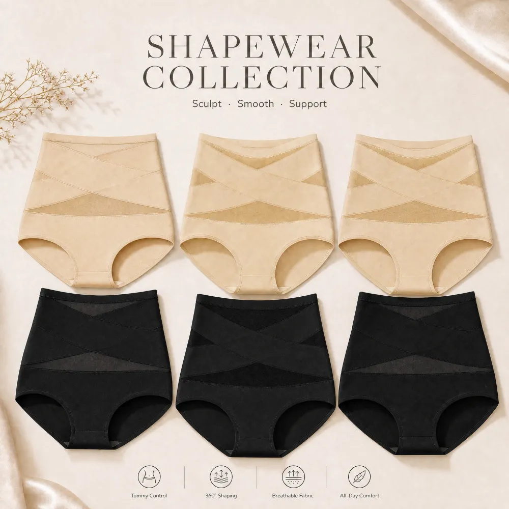 ✨Plus-Size High-Waist Cross Tummy Control Panties