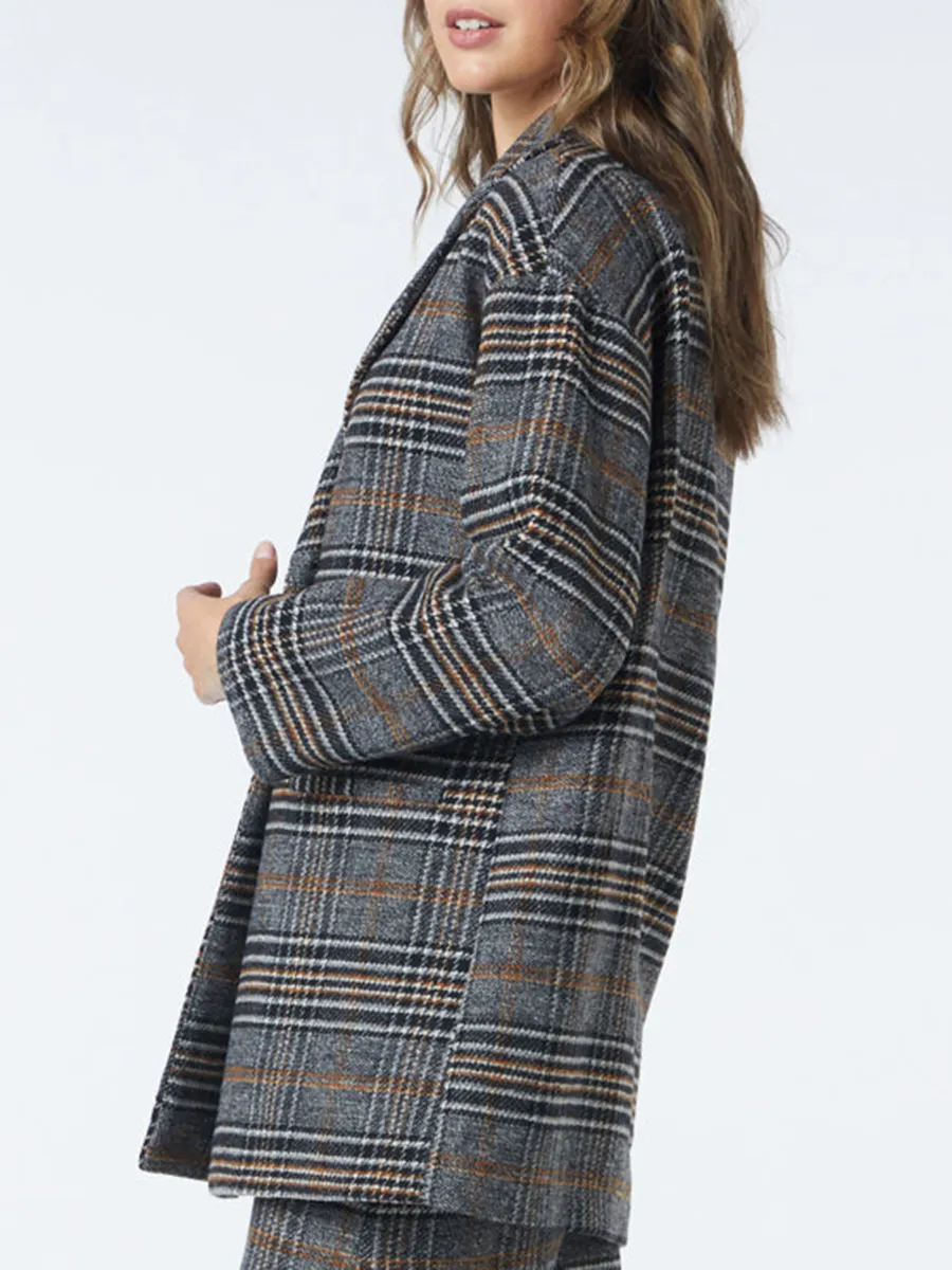 Women's casual plaid commuter jacket