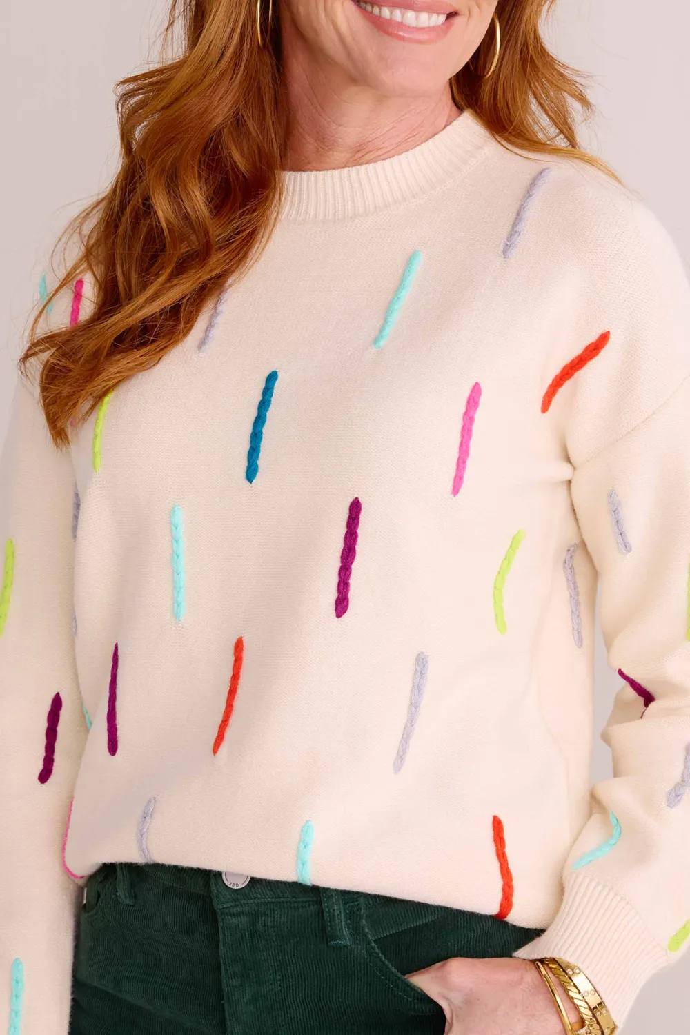 Multicolor Braided Details Sweater