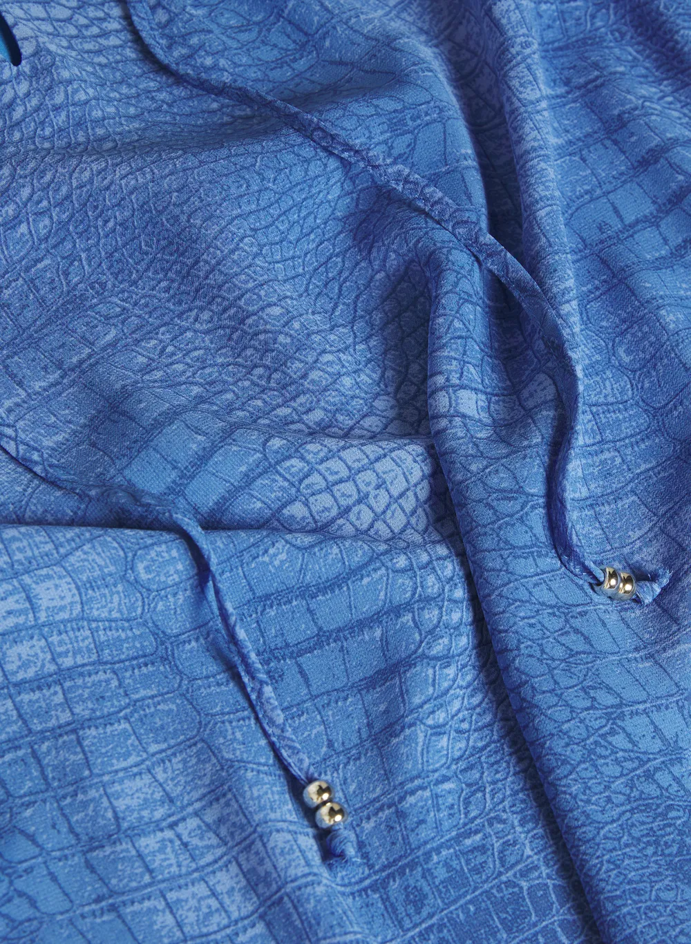Blue Snake-Print Chiffon Top