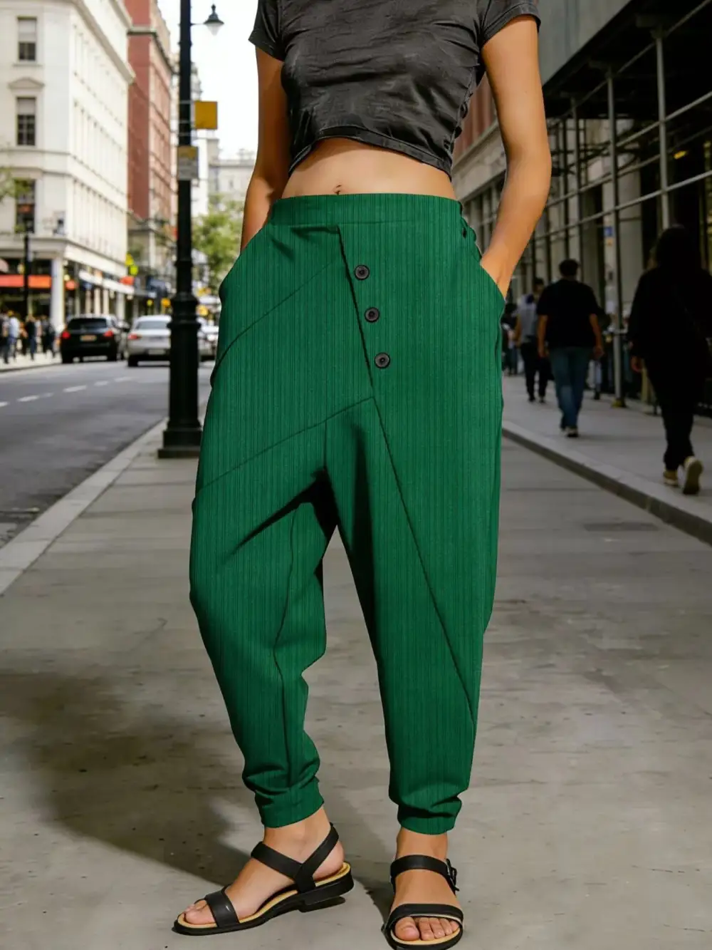 Everyday Casual Elastic Waist Harem Pants