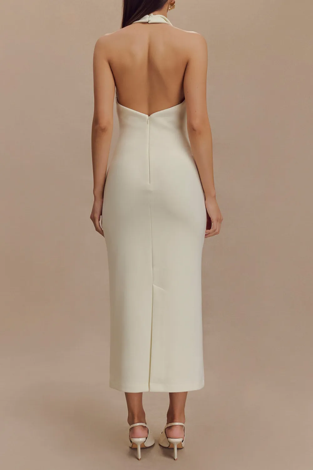 Crepe Halter Midi Dress