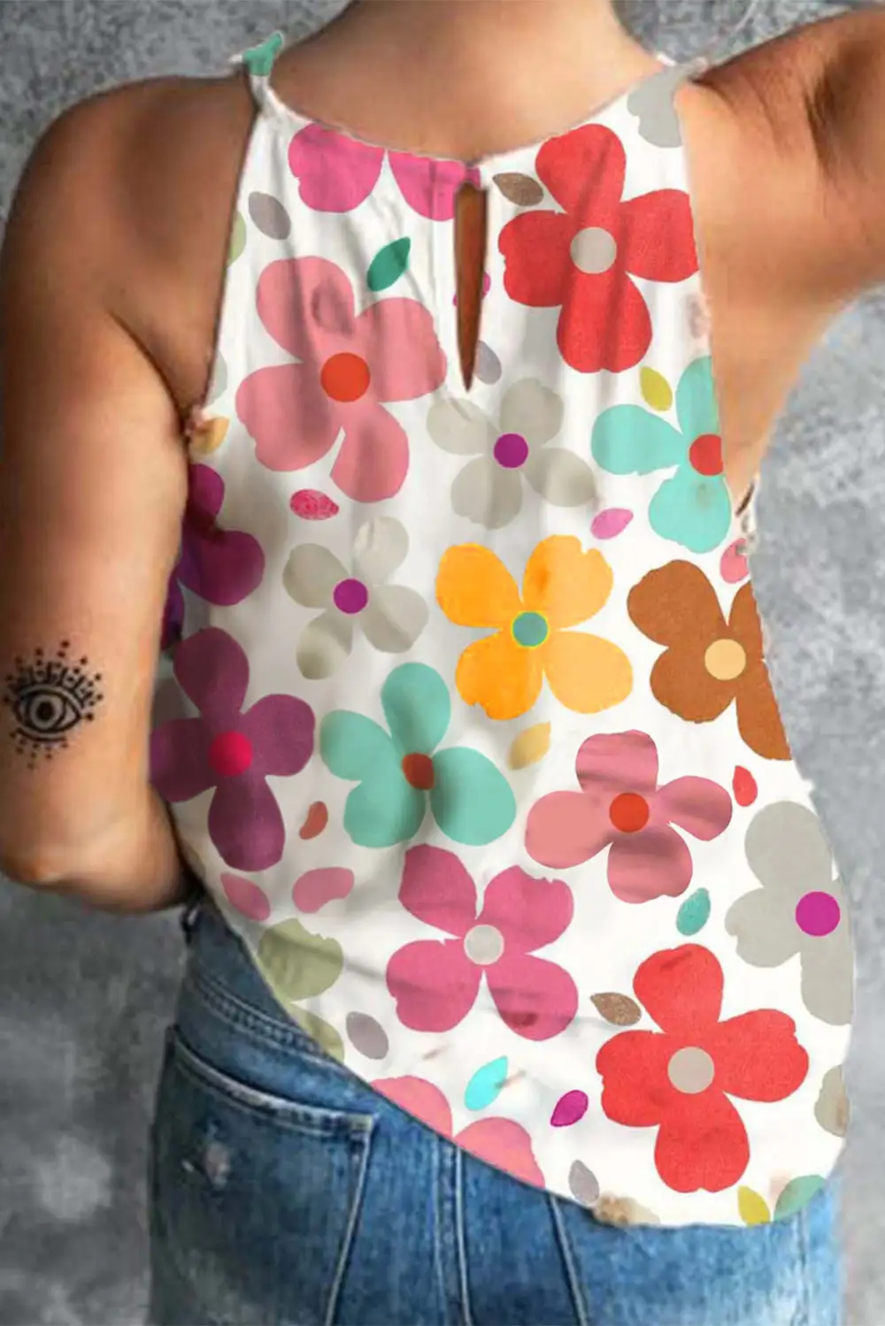 Cute Floral Print Tank Top
