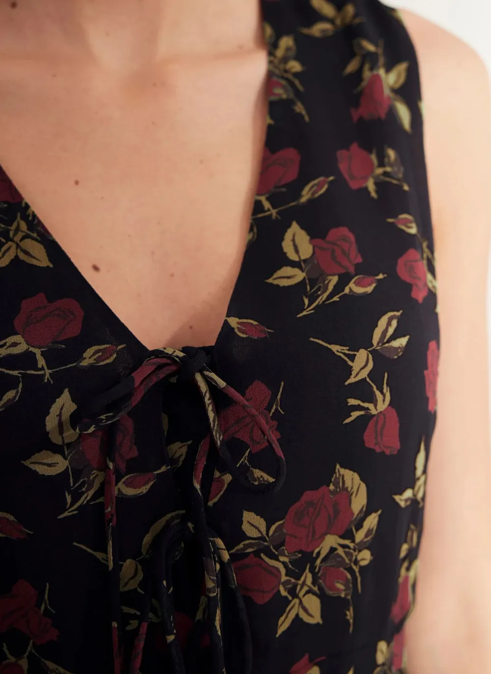 Casual Style Rose Print Midi Dress