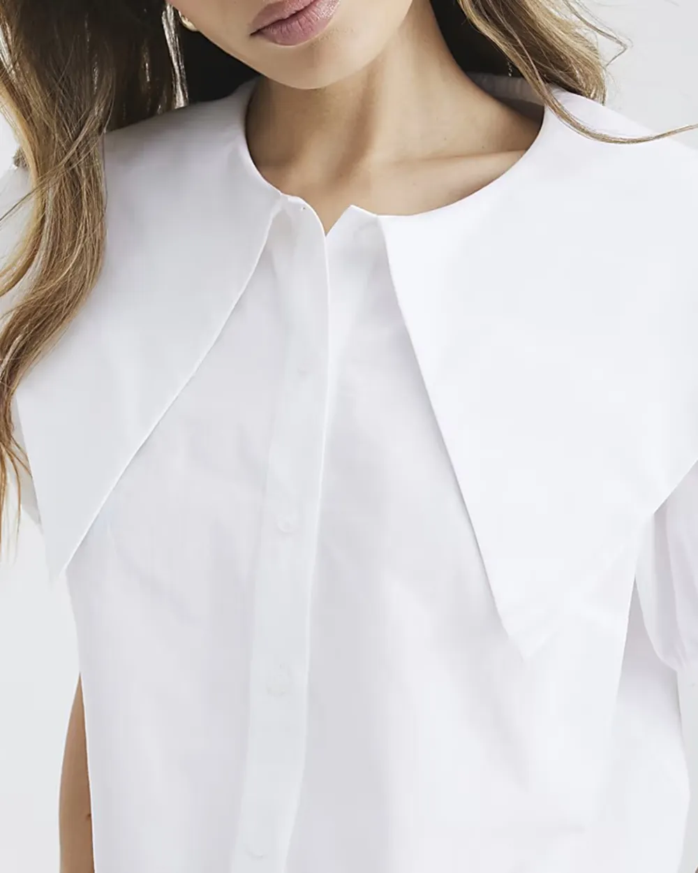 Cotton Round Neck Puff Sleeve Ladies Shirts