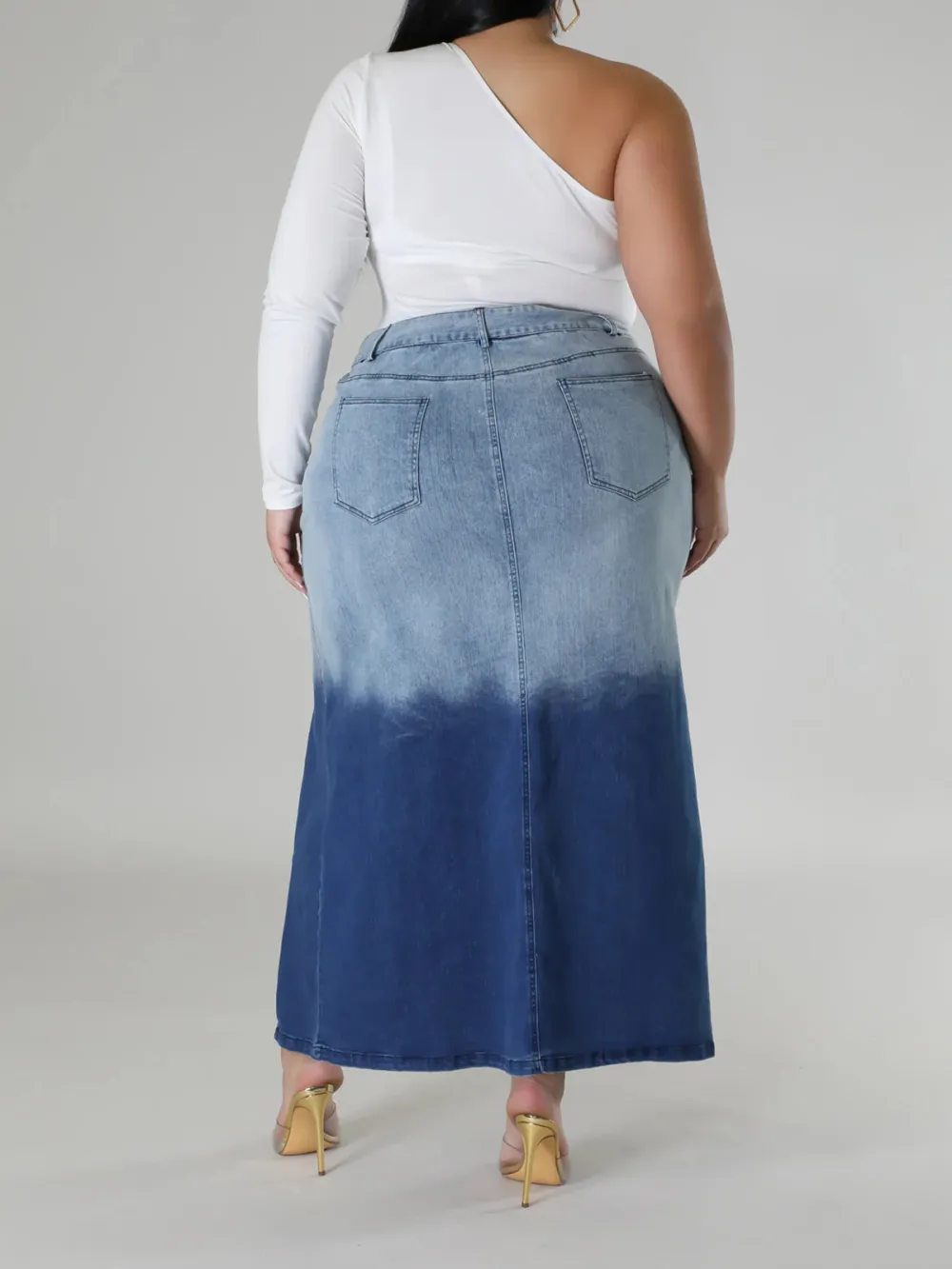 Plus-Size Fashion Women'S Dress Color Denim Wrap Hip Skirt