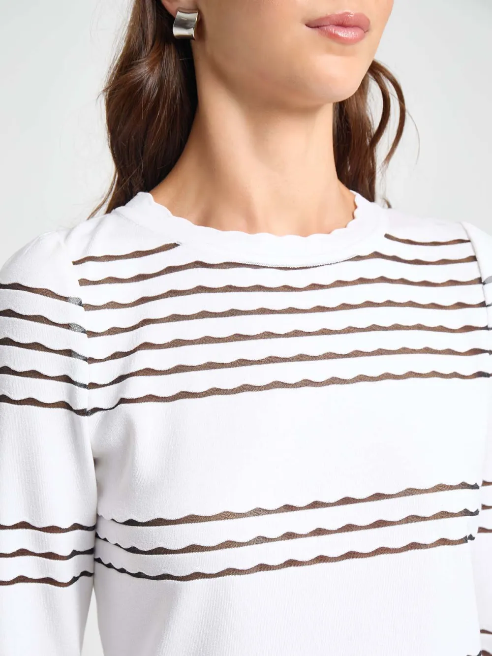 Hollow Out Striped Tunic