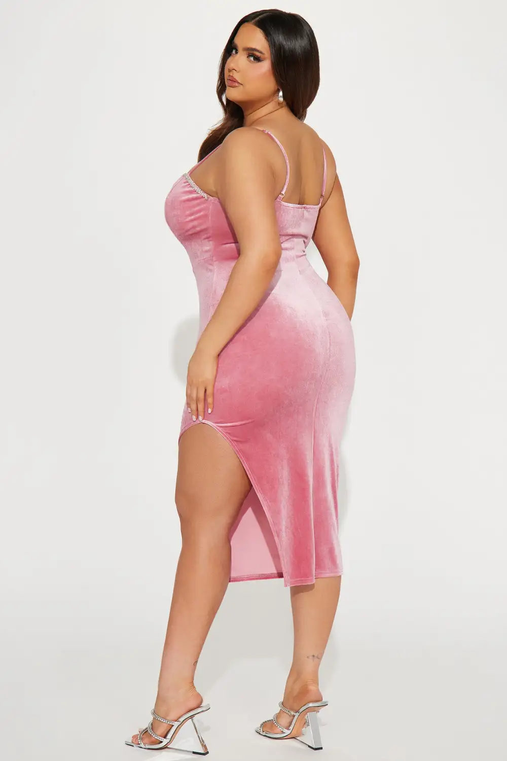 Jessica Embellished Velvet Midi Dress - Mauve