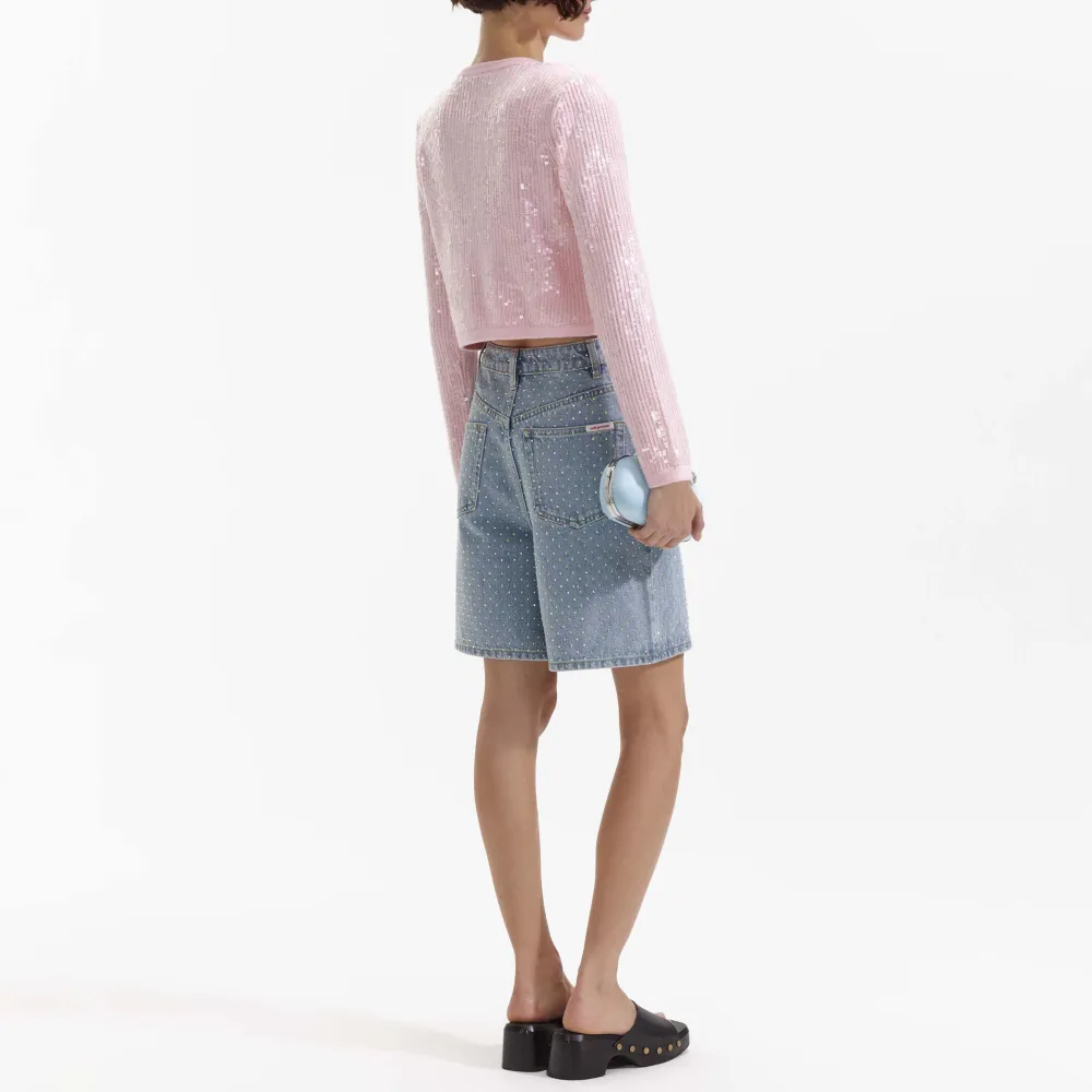 Pink Knit Sequin Cardigan