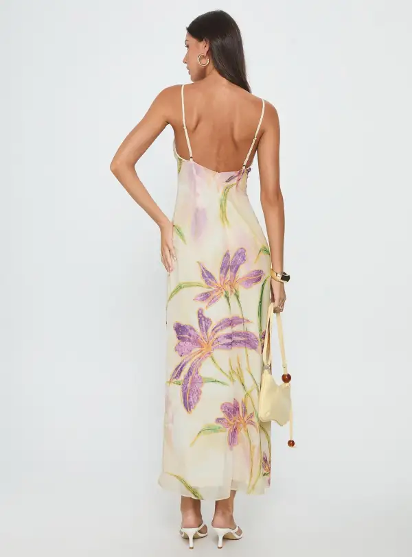 Flowing Column Beaded Maxi Dress