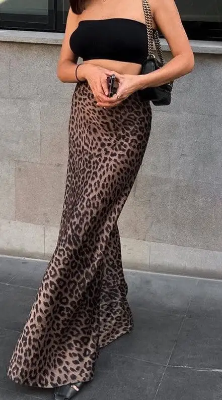 Leopard Print Maxi Casual Skirt