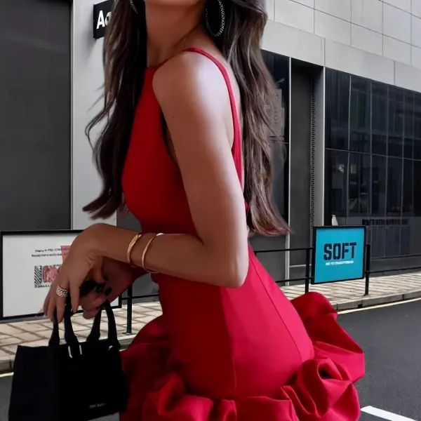 Women's Sweet Summer Ruffle Hem Bubble Dress