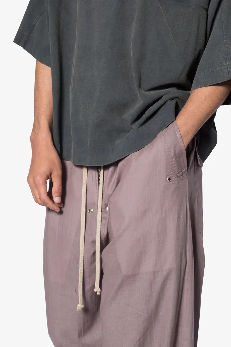 GRAY PURPLE ELASTIC WAIST WIDE LEG PANTS