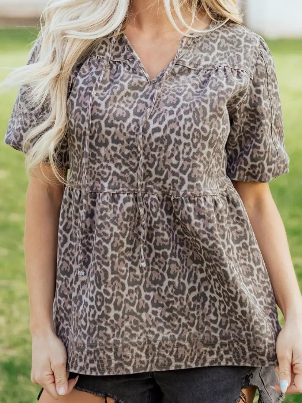 Leopard Print Ruffle Hem Top