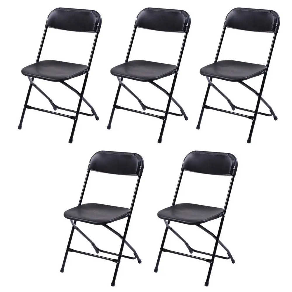 4/5/6/10/20/40 Pack Portable Plastic Folding Chair 350lb Stackable Commercial Seat with Steel Frame Party Chairs Black/White