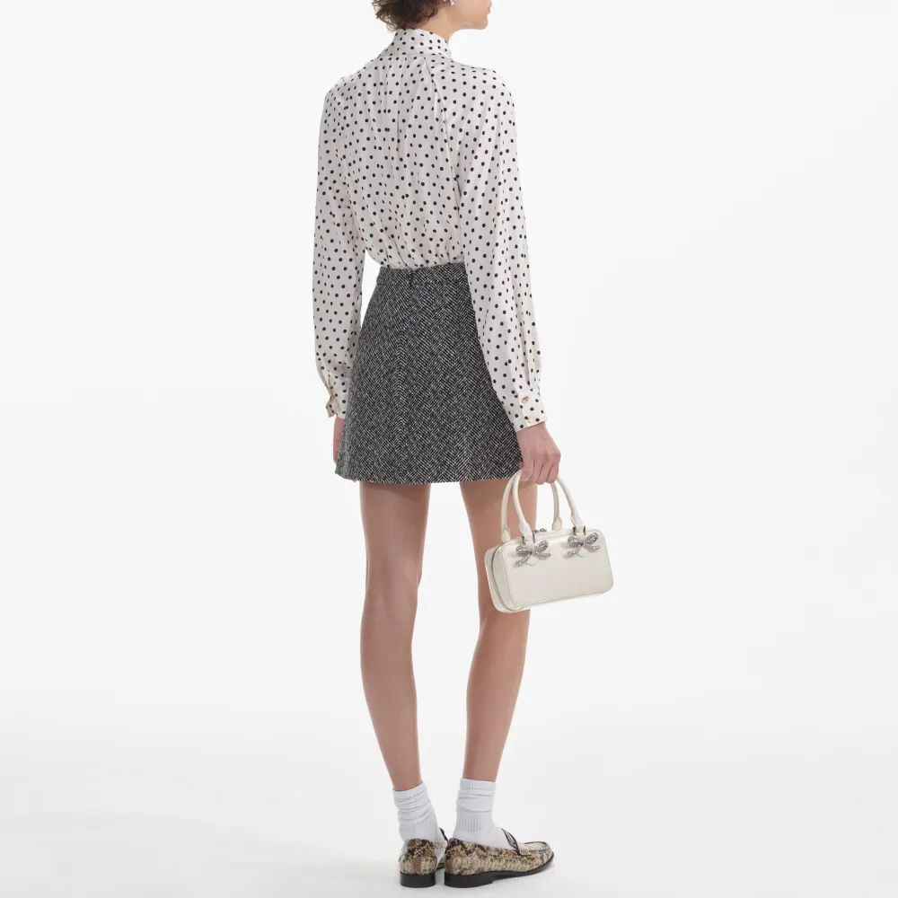 Cream Polka Dot Satin Blouse