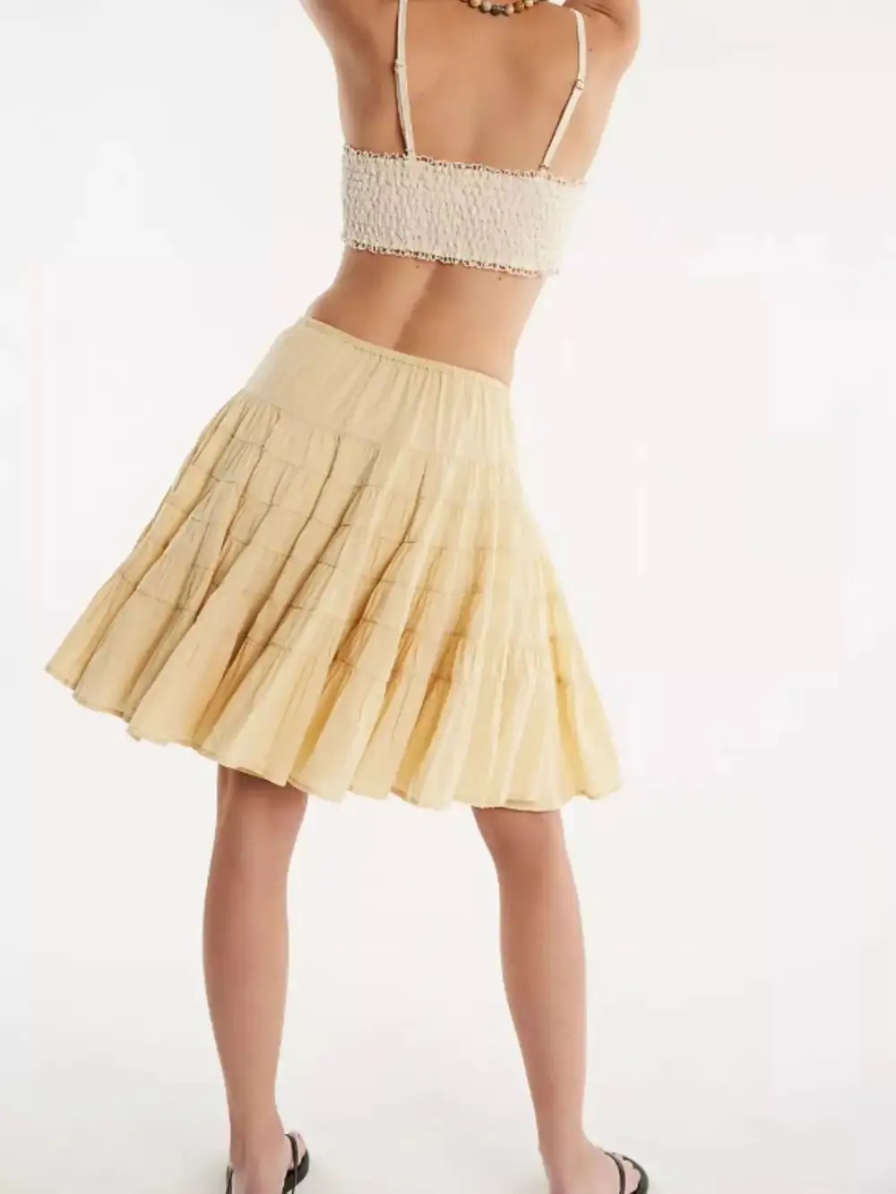 Smooth Drawstring Tiered Skirt