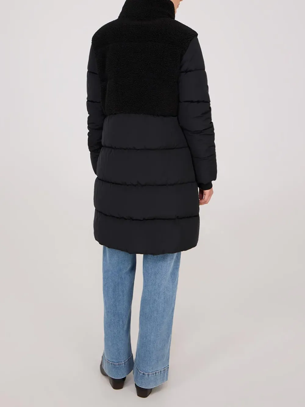 Beige Short Shearling Puffer Jacket