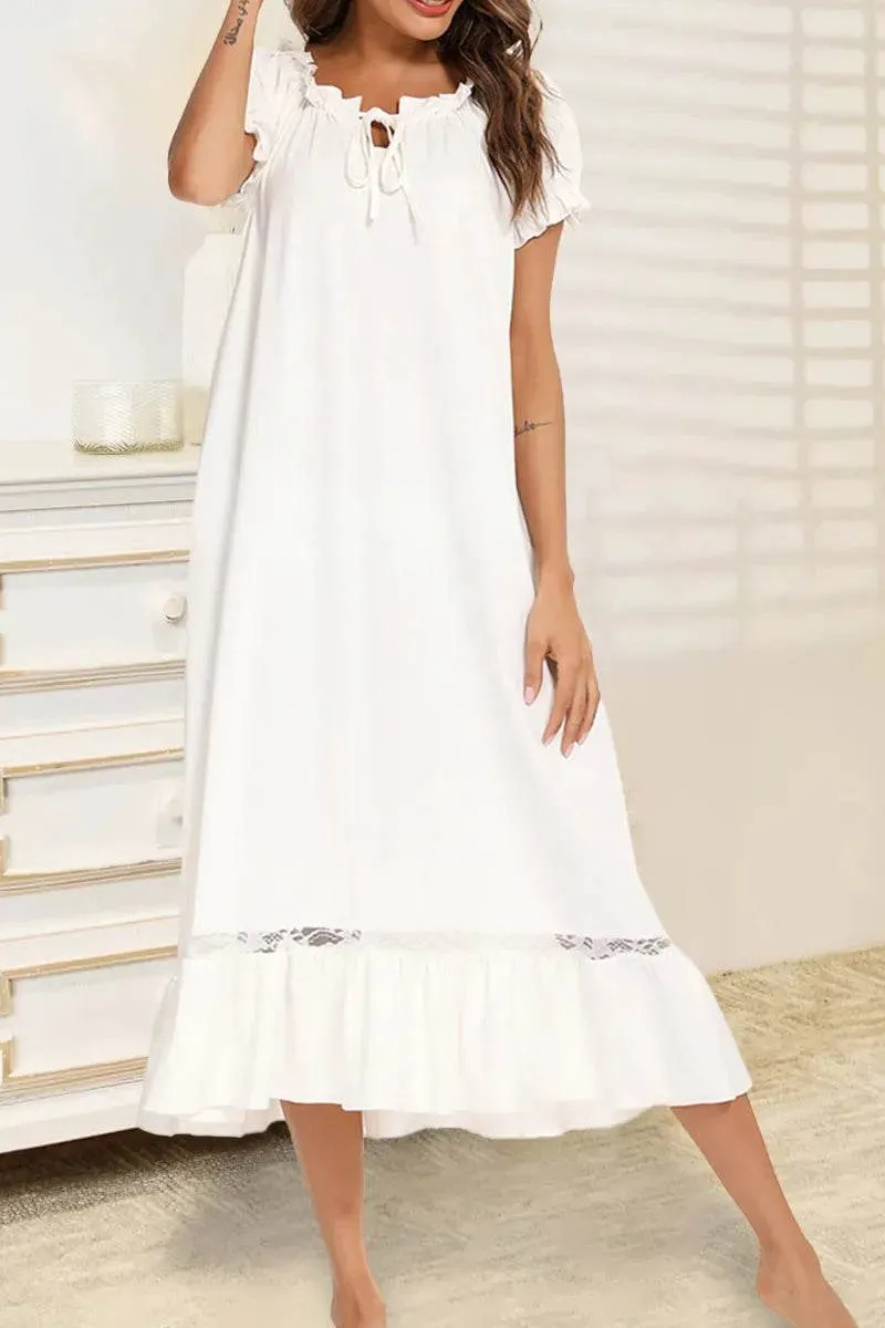 Lace Detail Short Sleeve Casual Dress