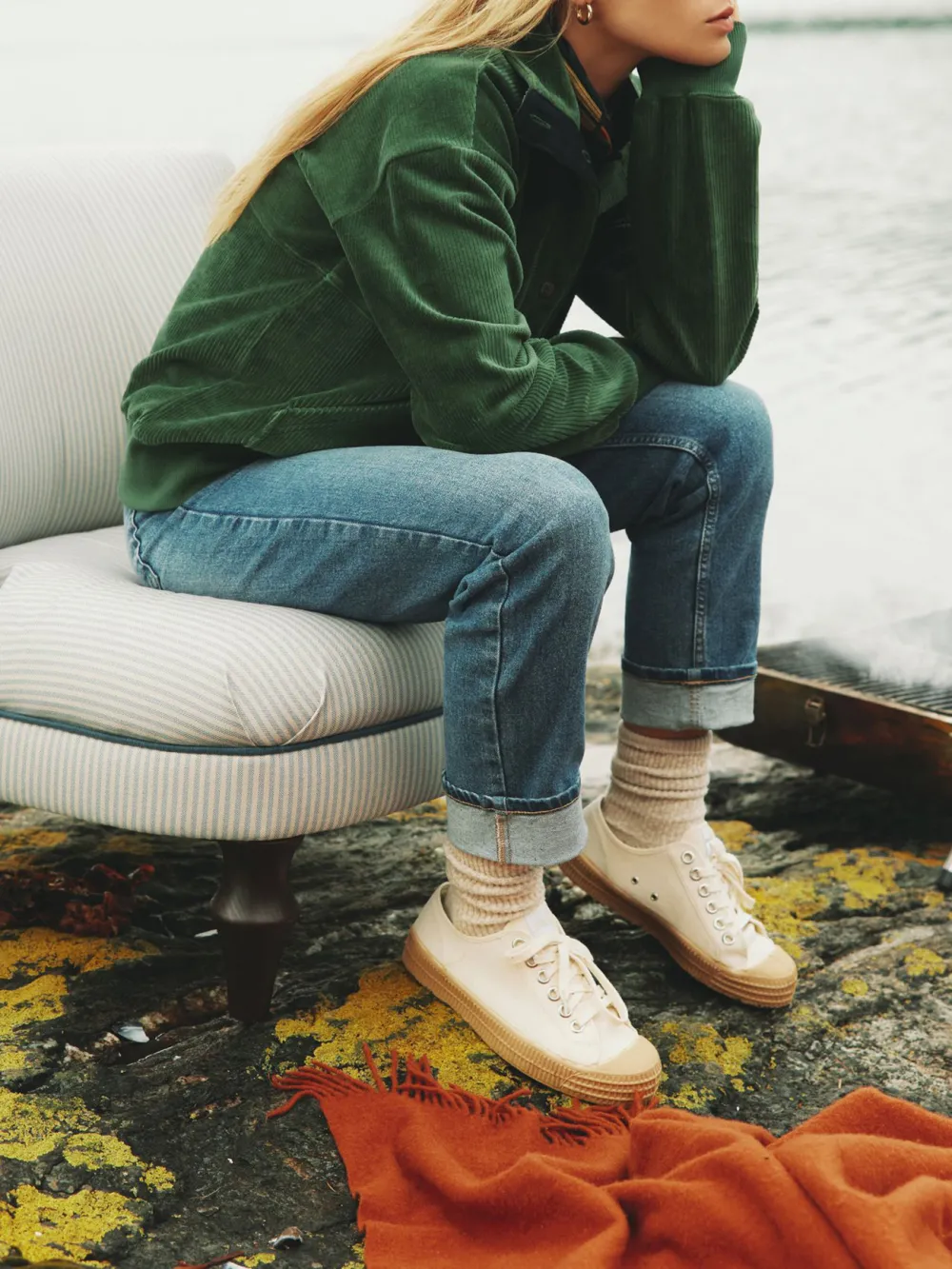 Green Casual Style Corduroy Sweatshirt