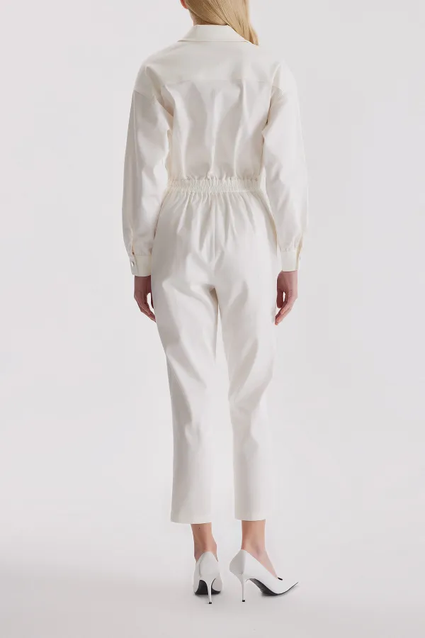 Lapel Jumpsuit-White