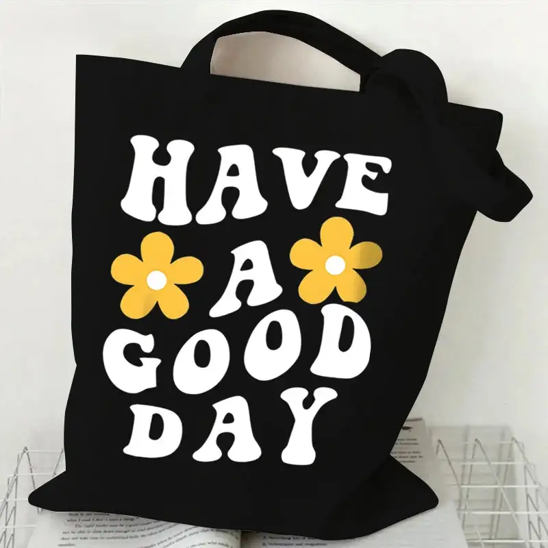 Groovy Retro Graphic Canvas Tote Bag