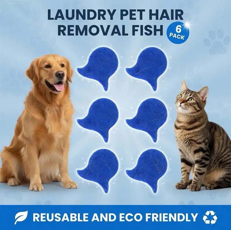 Fish-shaped Pet Hair Remover, Reusable Lint Catcher for Washer & Dryer, Clothes, Bedding, Fabrics✨