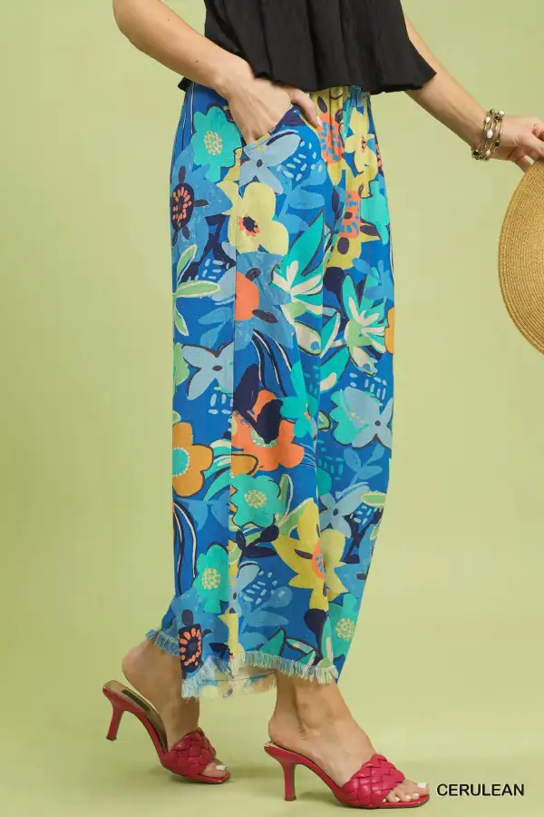 Floral Print Wide Leg Pants