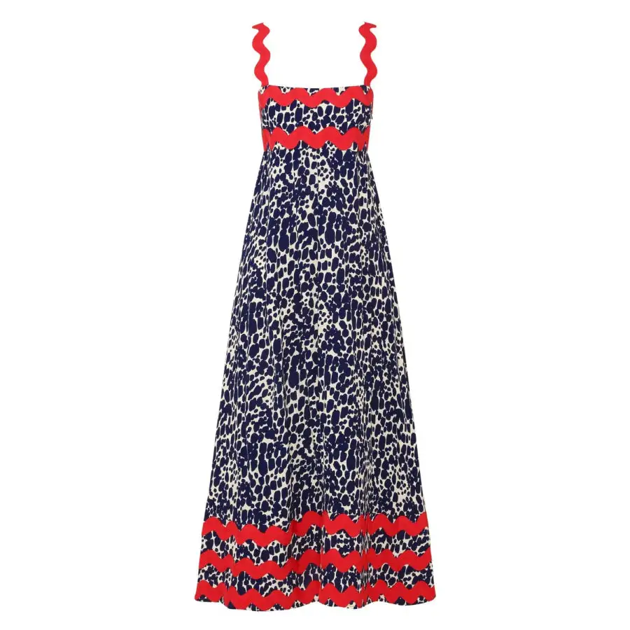 Relaxed Printed Square Neck Wide Strap Maxi Dress