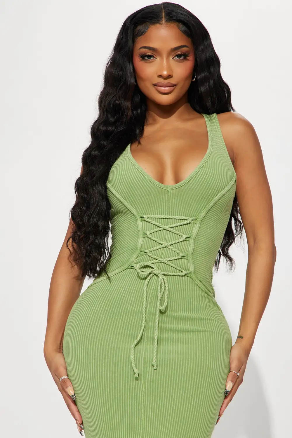 Needing Me Scoop Neck Midi Dress - Green