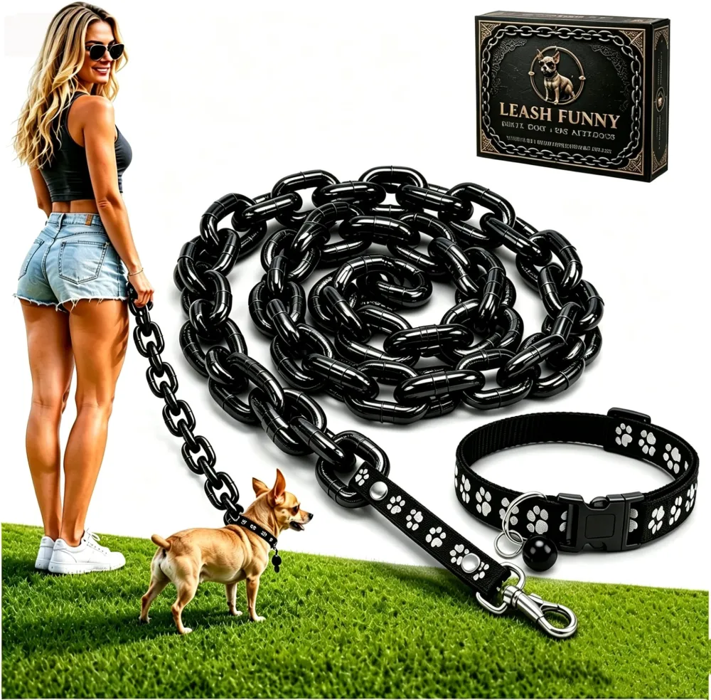 Funny Pet Simulation Thick Iron Chain with Collar