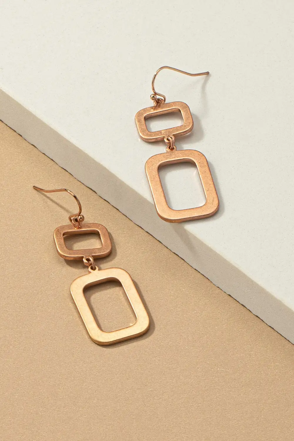 Double Rectangle Drop Earrings