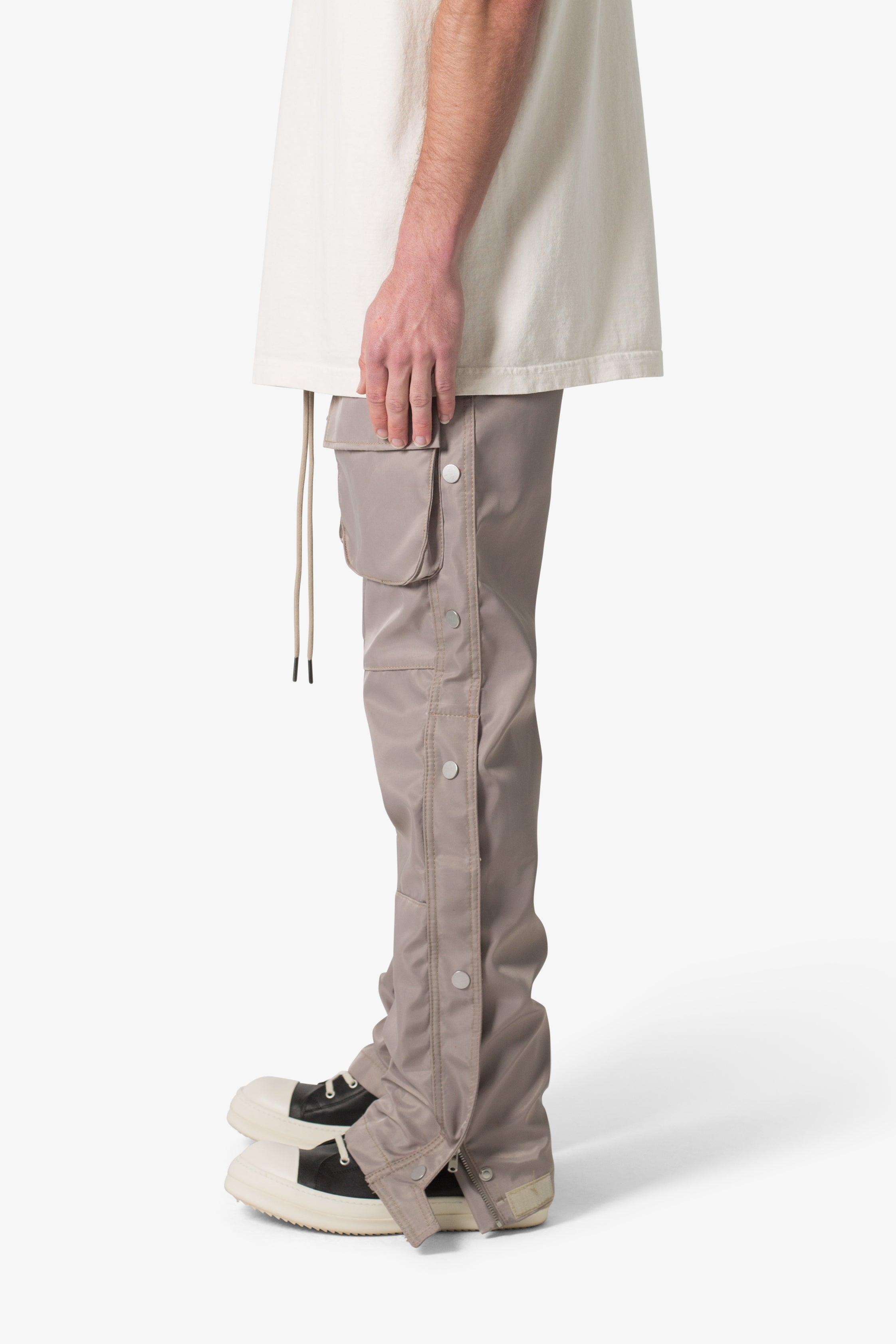 Snap Front Cargo Pants - Grey