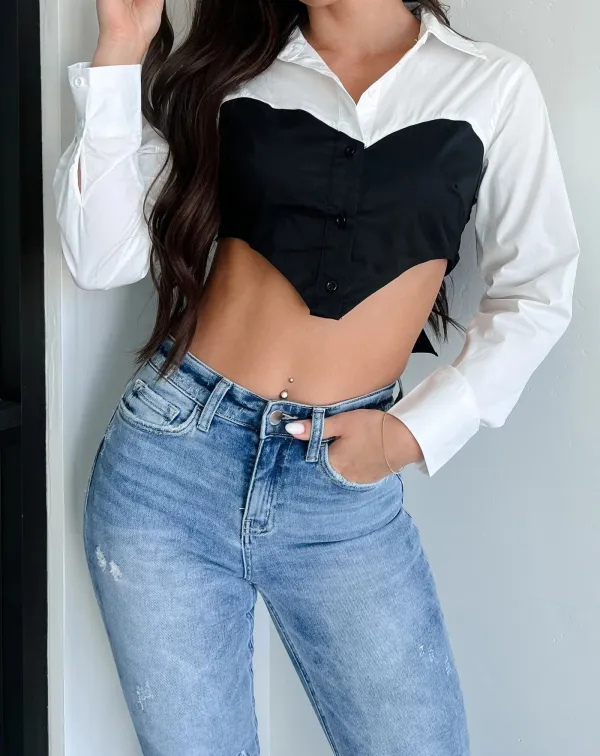Colorblock Crop Blouse
