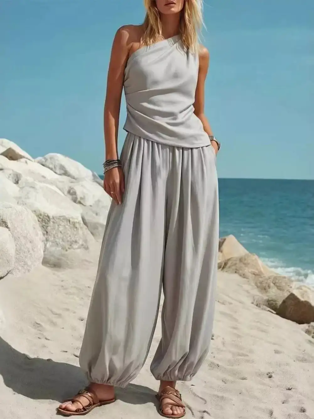 Wide Leg Shoulder Jumpsuit