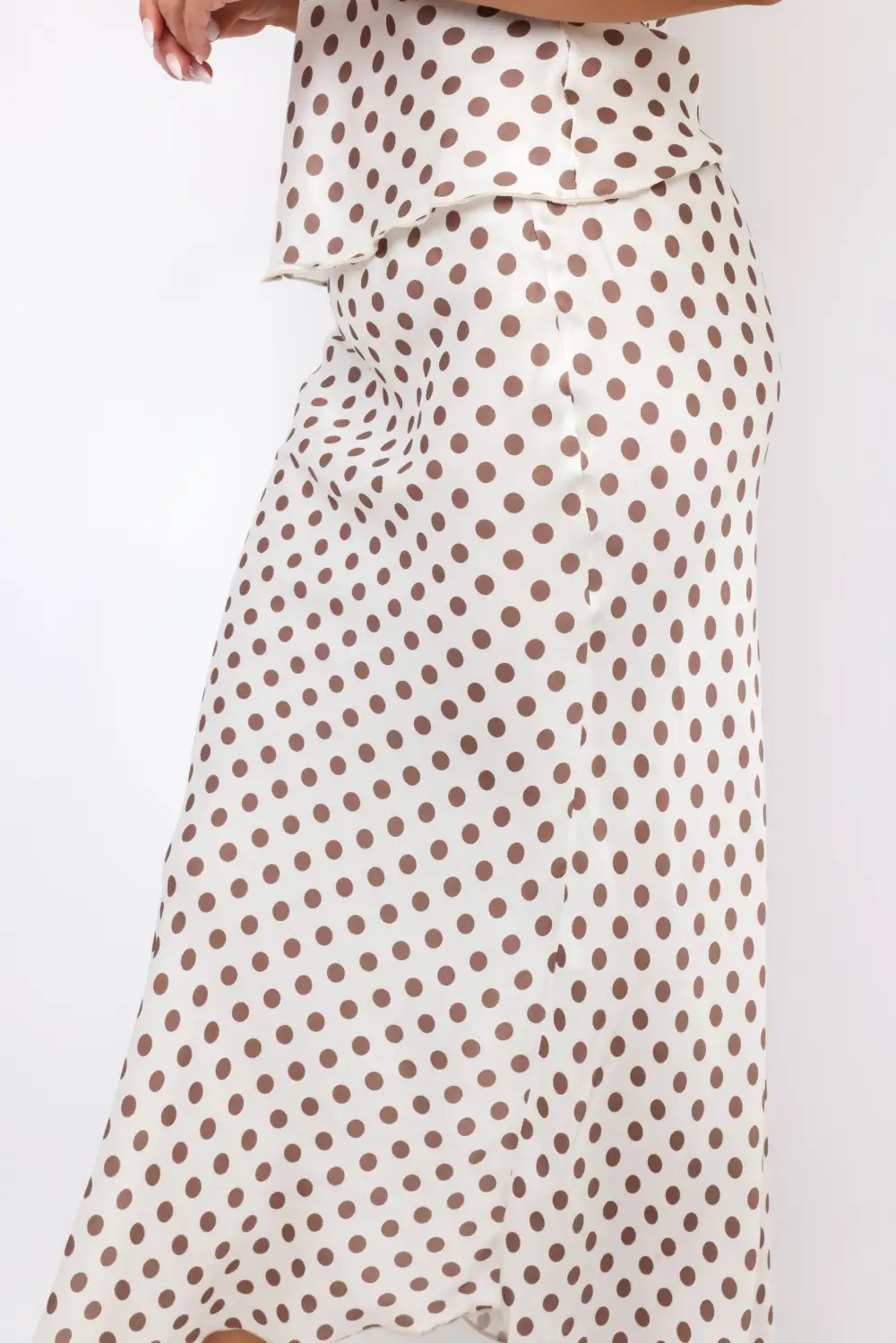 Polka Dot Silky Midi Skirt