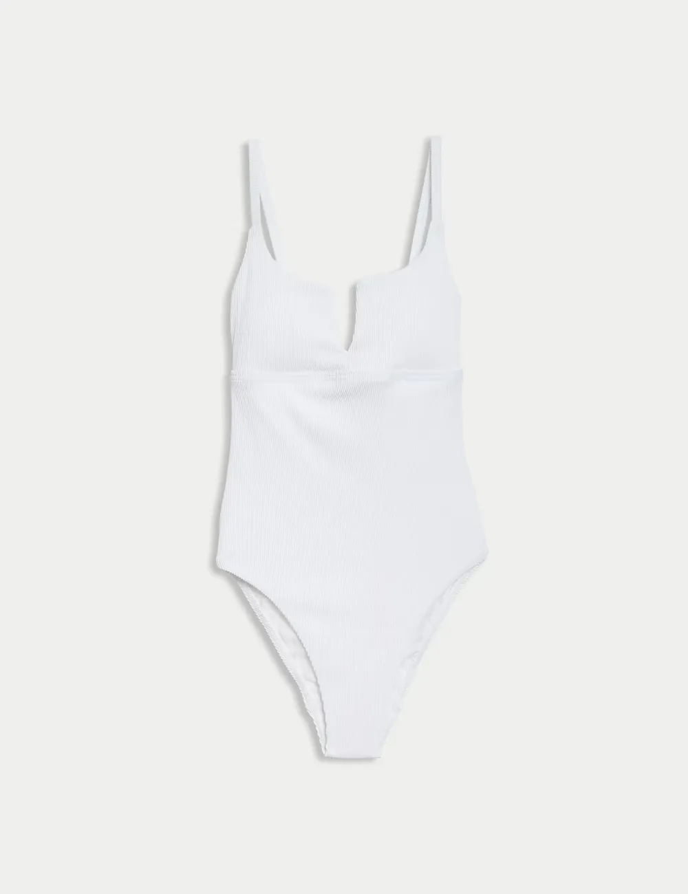 Tummy Control Ribbed Padded V-Neck Swimsuit