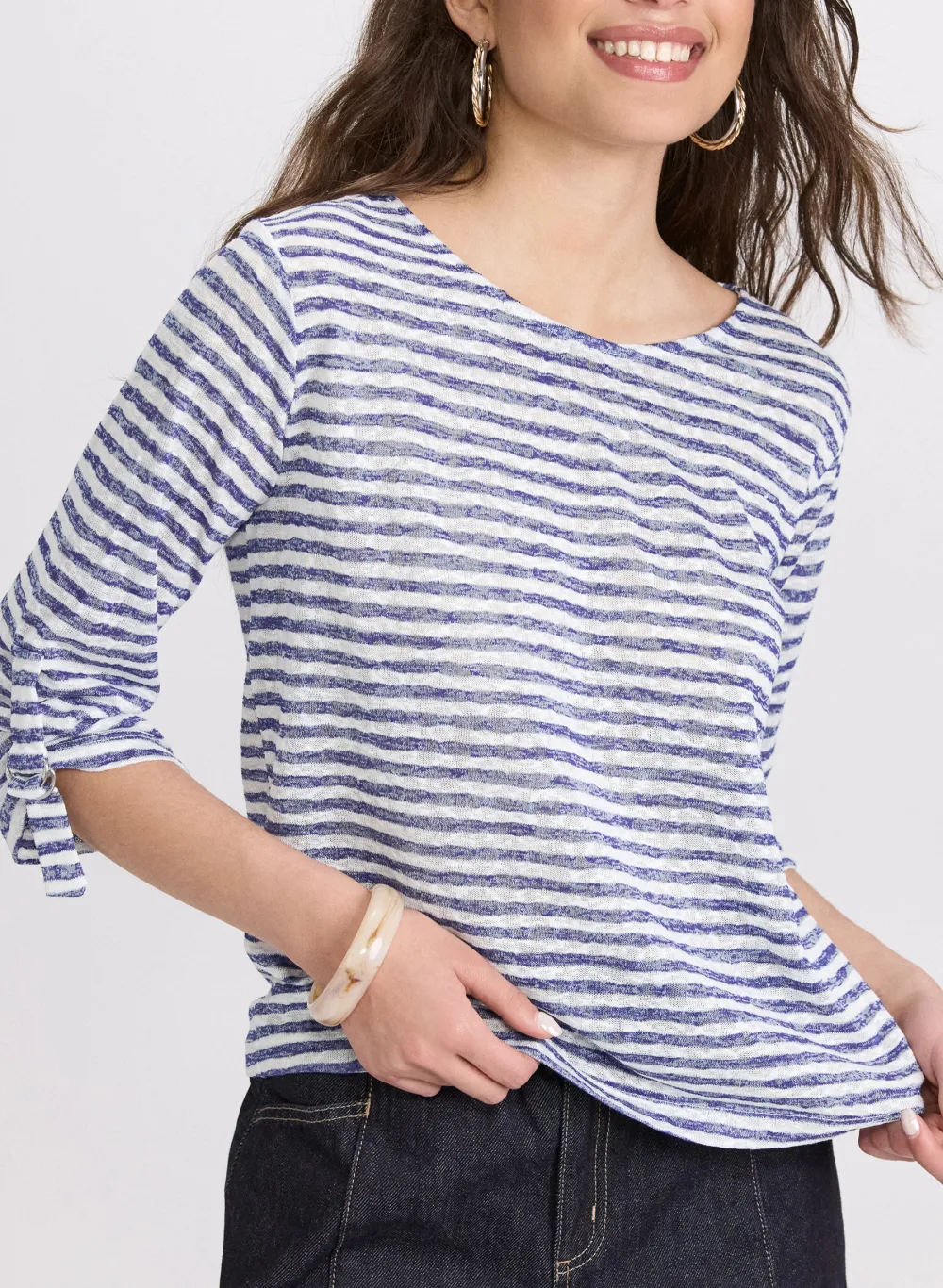 Casual Chiffon Top With Striped Print