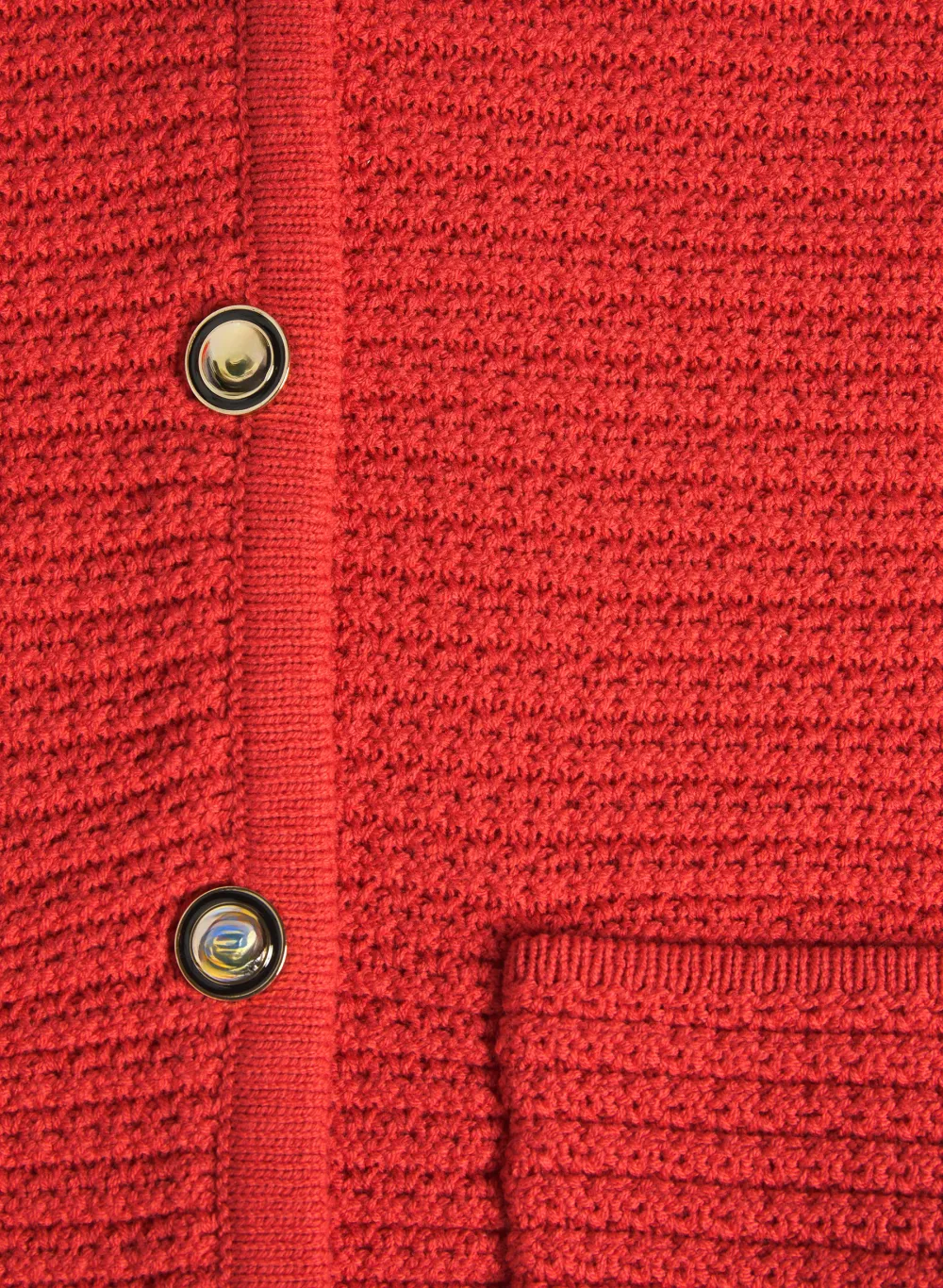 Red Textured Knit Cardigan