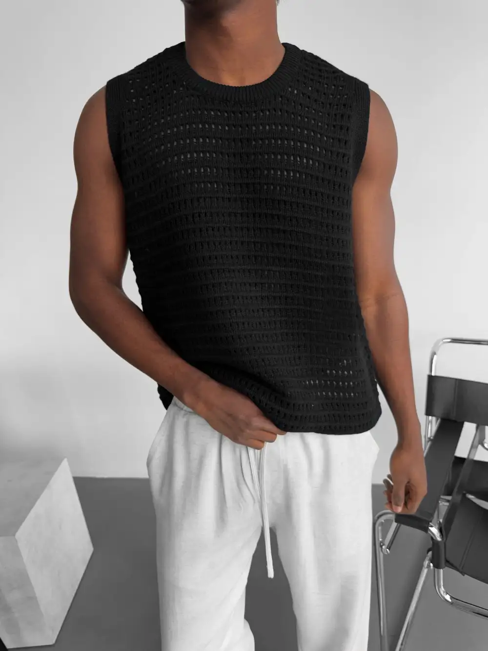 Everyday Relaxed Grid Texture Tank Top