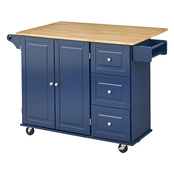 🎄Store Closing Sale - 3-drawer Drop Leaf Kitchen Cart🎉