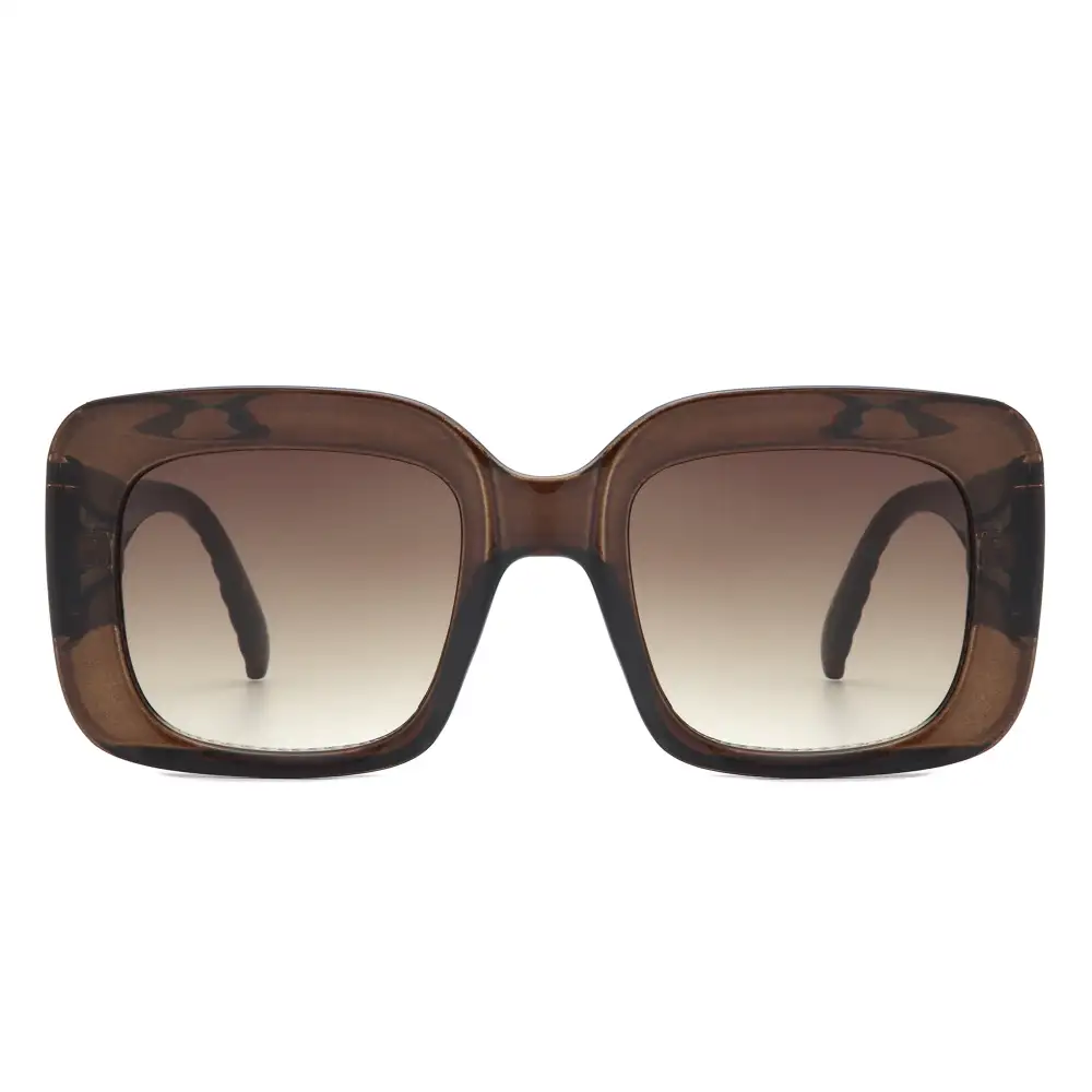 Wide Square Flat Top Frame Sunglasses