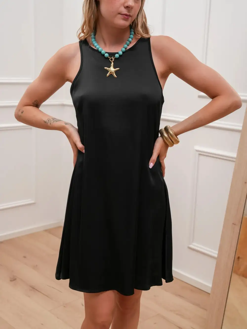 Refined Mini a Line Satin Top